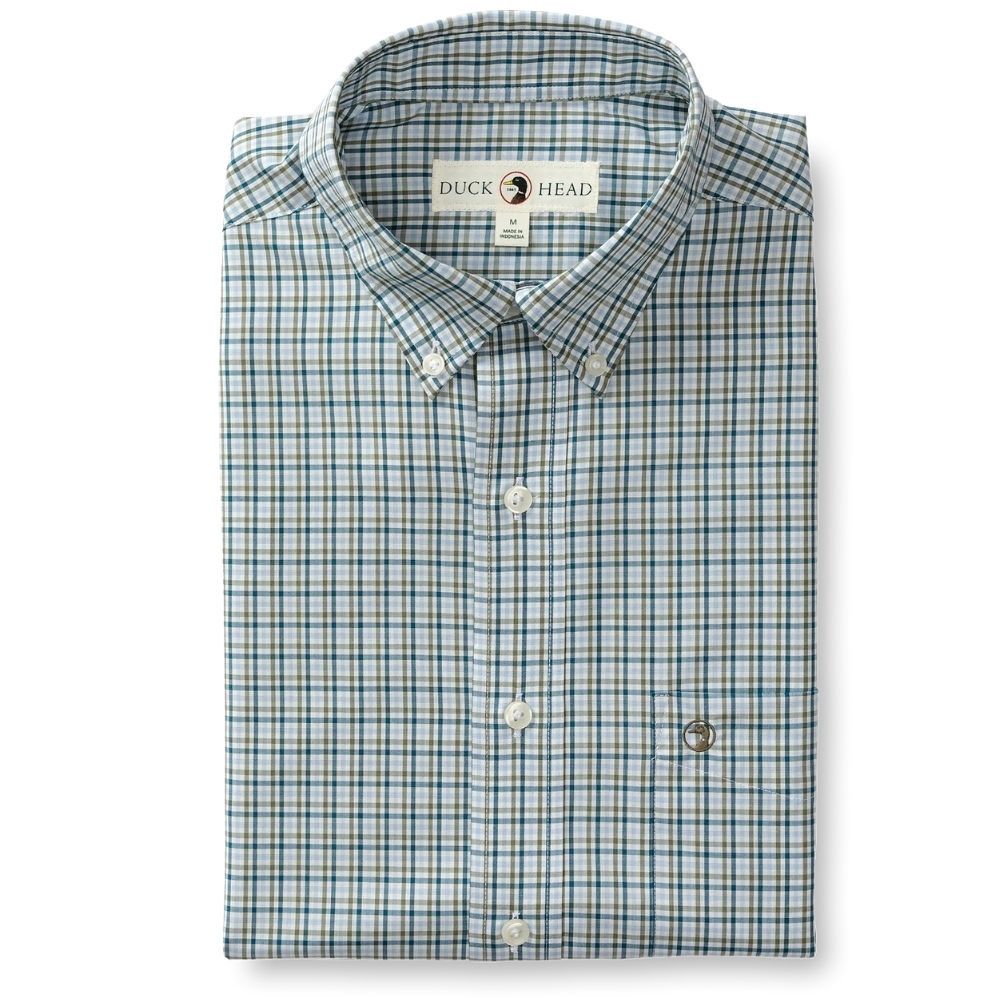 LONG SLEEVE PERFORMANCE POPLIN SPORT SHIRT, Color: LEGION BLUE / BENTON PLAID, Size: XXLARGE