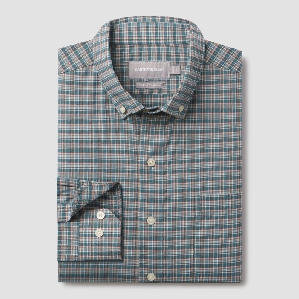 BENNETT PLAID LONGSLEEVE SHIRT, Color: BAYOU TEAL, Size: SMALL, Style: 1W290-1310