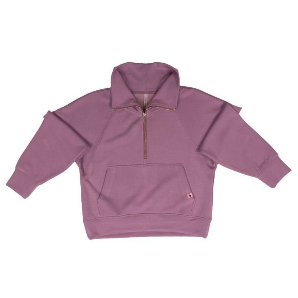 HALF ZIP PULL OVER, Color: GRAPE, Size: XXLARGE