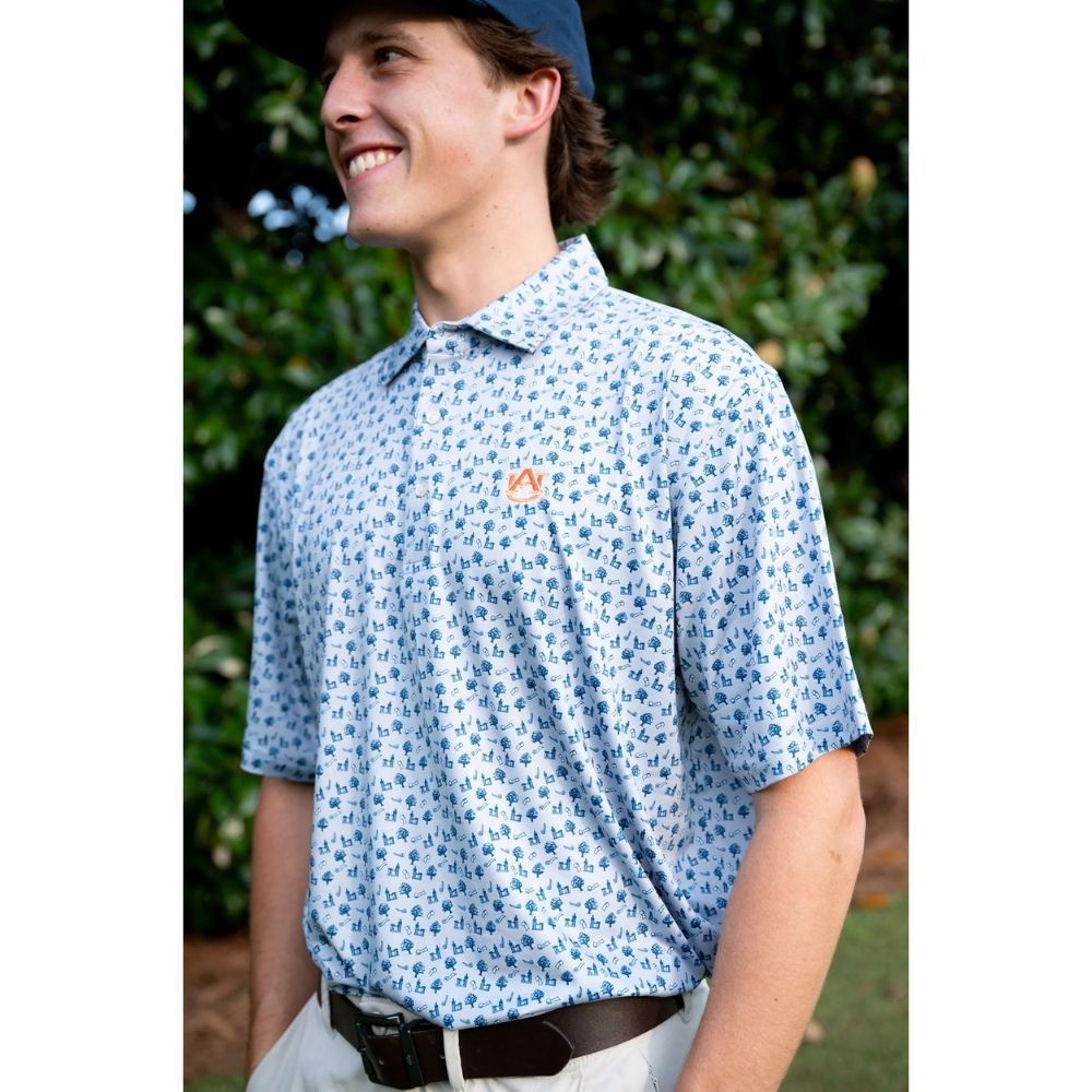 AU LOGO TOOMERS POLO, Color: BLUE TOOMERS PRINT, Size: MEDIUM