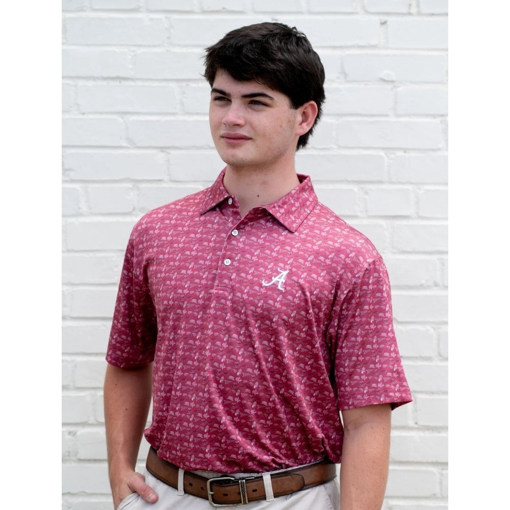 SCRIPT A ALABAMA CAMPUS POLO, Color: CRIMSON, Size: MEDIUM