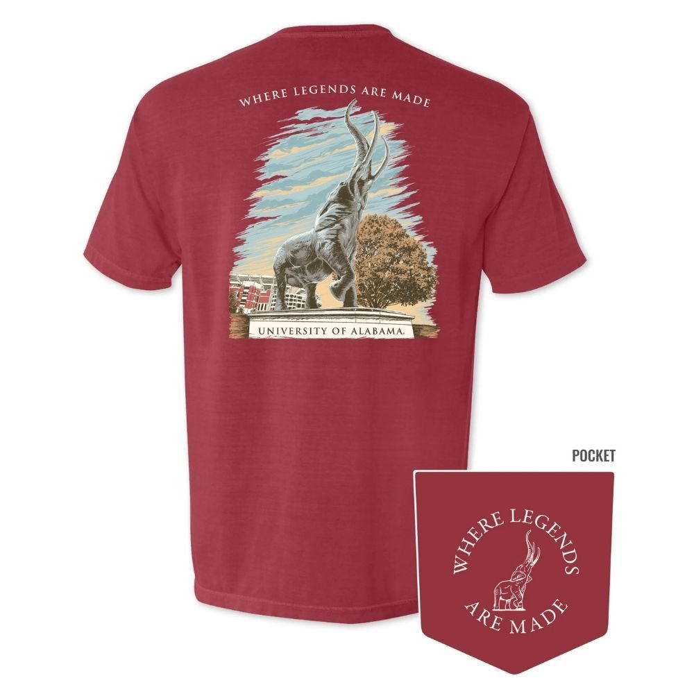 TUSKA STATUE T-SHIRT, Color: CRIMSON, Size: SMALL