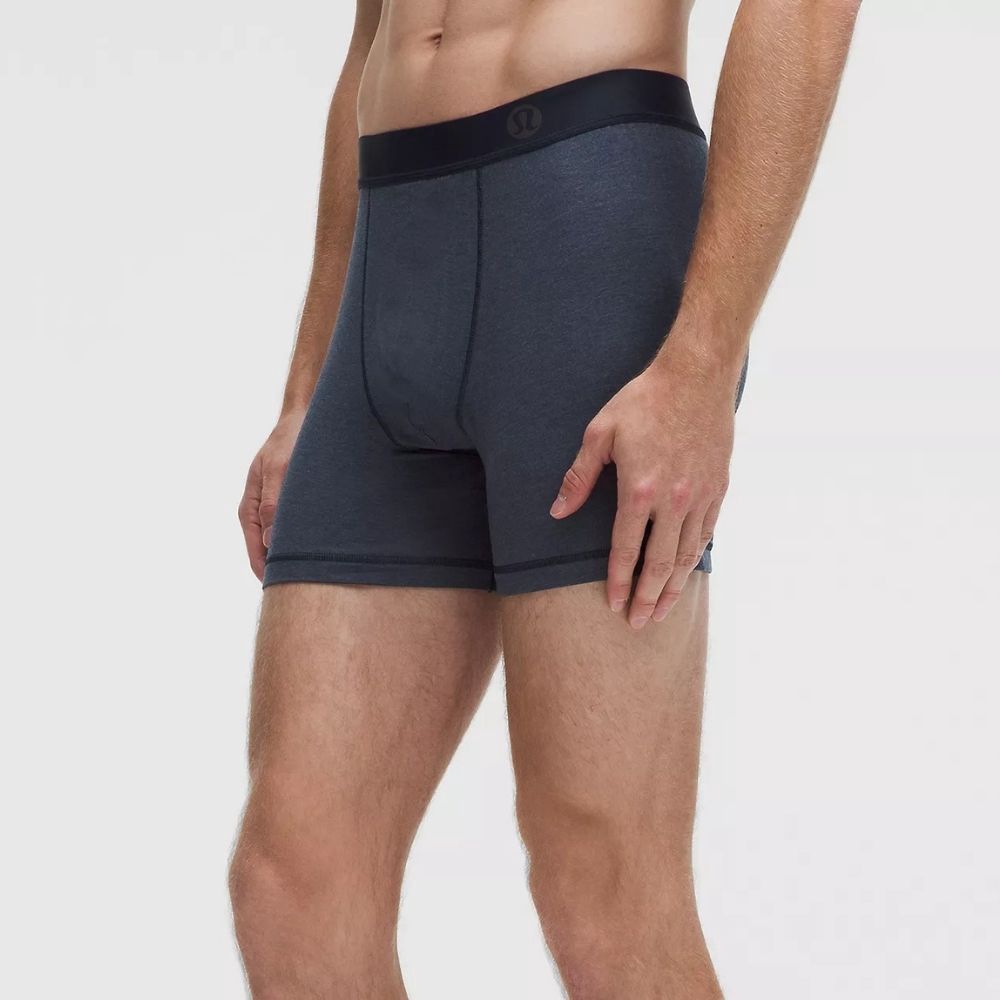 ALWAYS IN MOTION BOXER 5&quot;, Color: HEATHERED TRUE NAVY, Size: SMALL