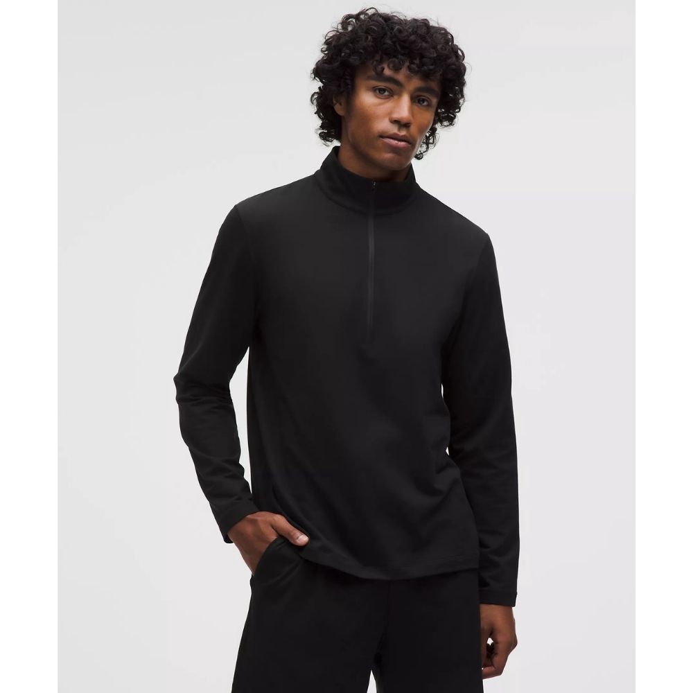 SOFT JERSEY HALF ZIP, Color: BLACK, Size: XLARGE