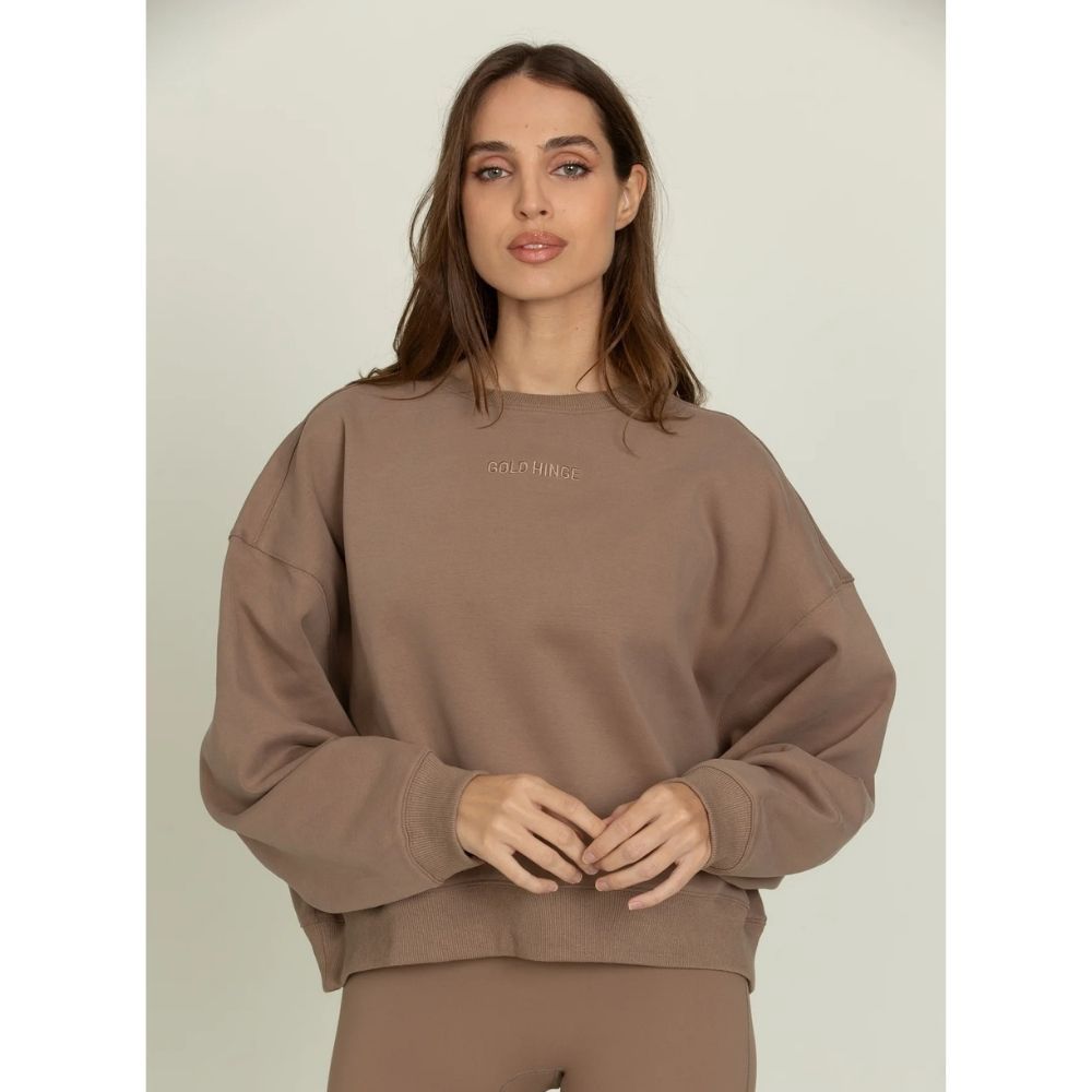 OVERSIZED CREW, Color: WALNUT, Size: LARGE