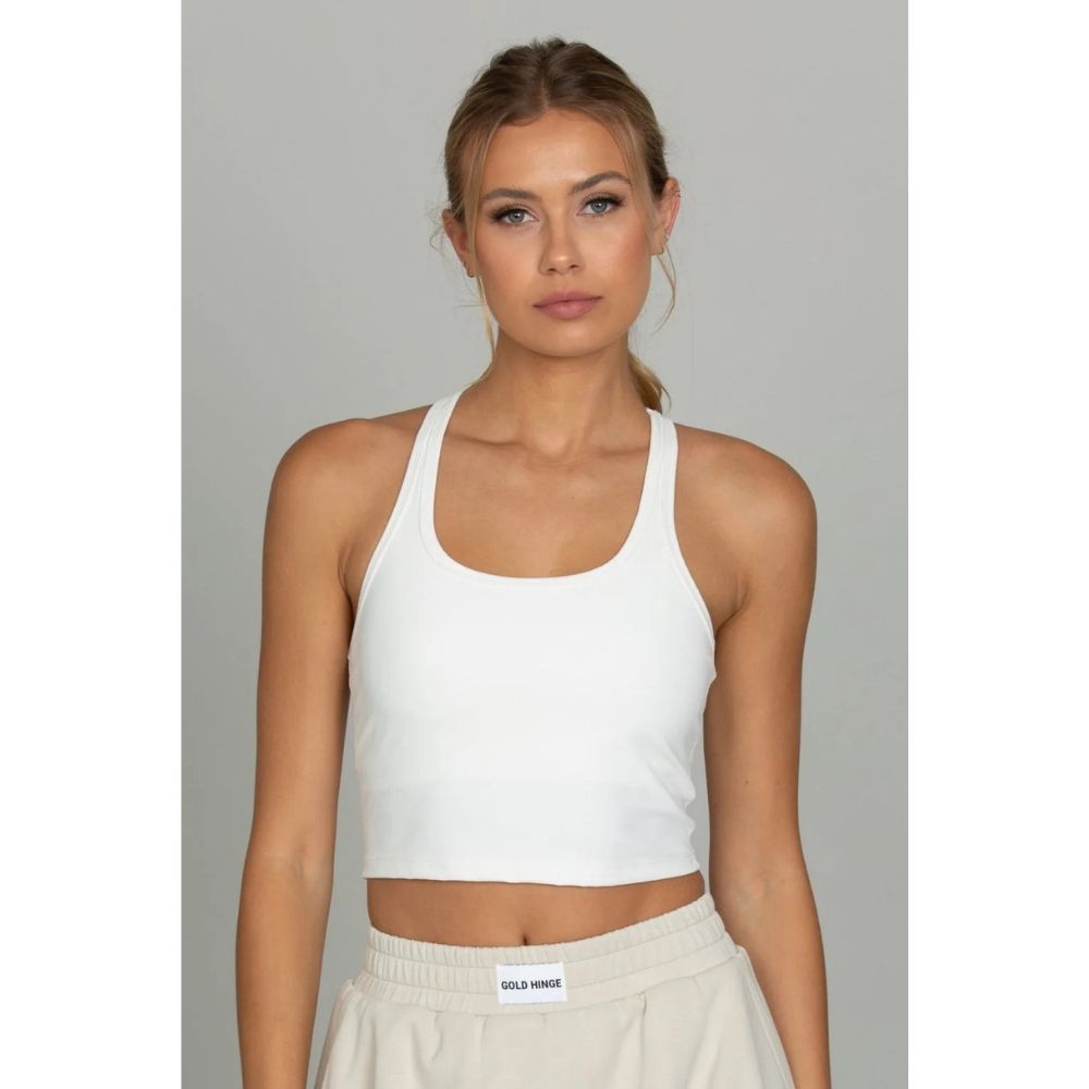 RACERBACK CROP TANK, Color: WHITE, Size: XLARGE