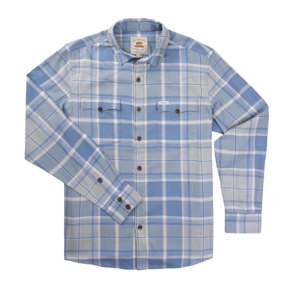 DURANGO FLANNEL SHIRT, Color: BLUE/CREAM, Size: MEDIUM, Style: SPCS522F12