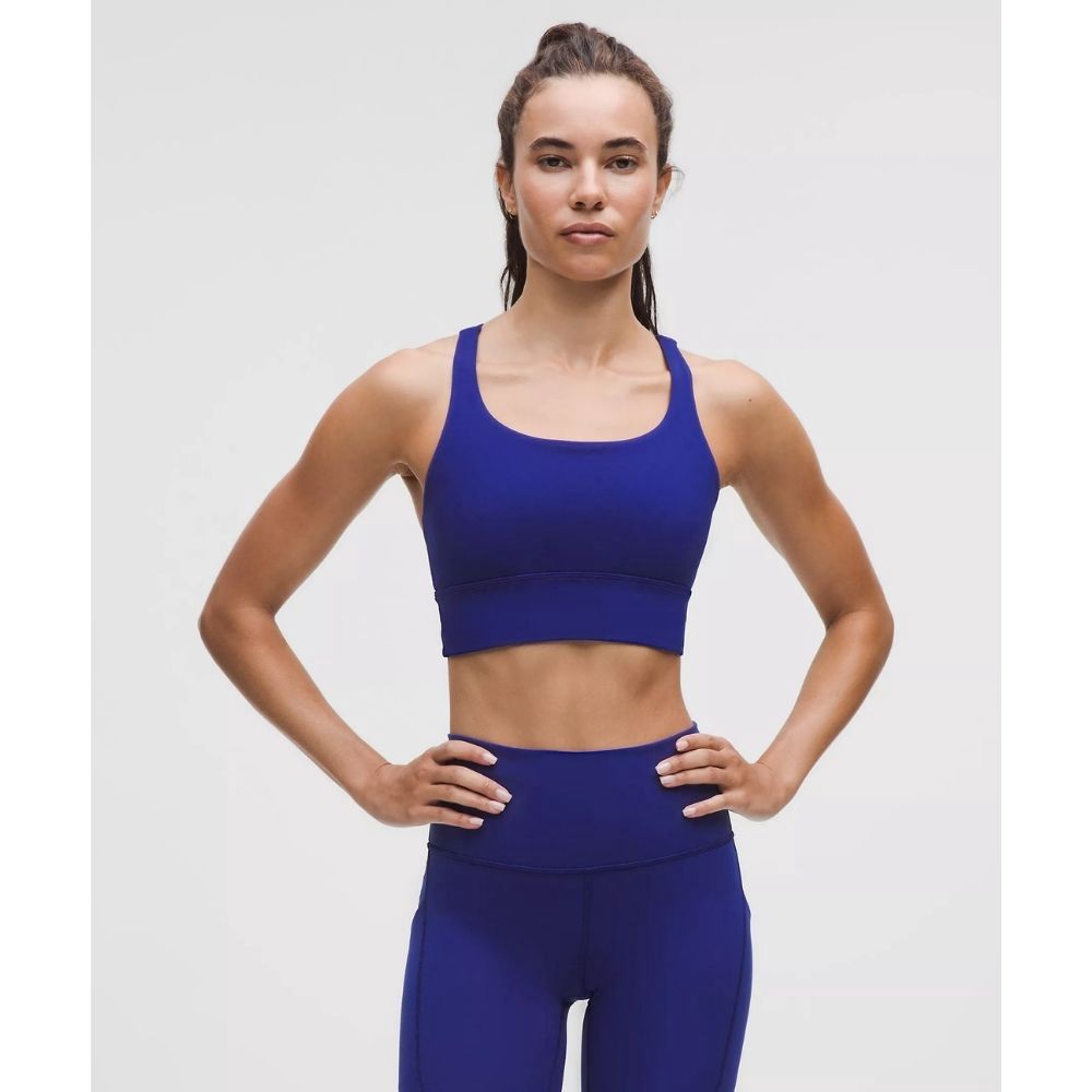 LULULEMON ENERGY LONGLINE BRA *MEDIUM SUPPORT, B–D CUPS, Color: DEEP SEA BLUE, Size: 4