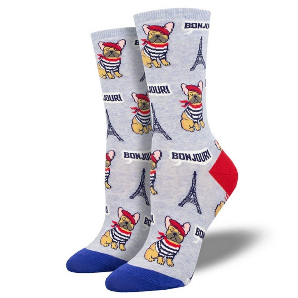 Frenchie Socks, Color: Purple Heather, Size: 9-11