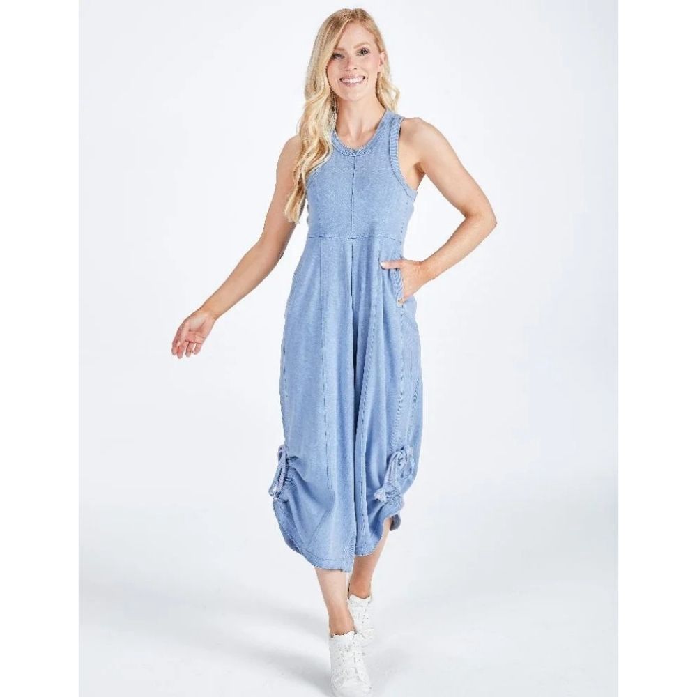 SIMPLY SOUTHERN JUMPSUIT, Color: VIVIAN BLUE, Size: X SMALL