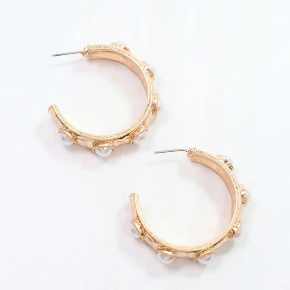 Frazee Pearl Hoop Worn Gold