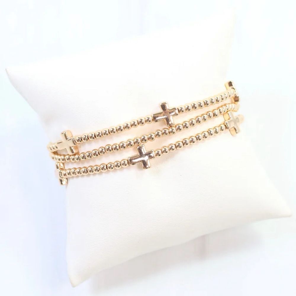Kendall Beaded Cross Stretch Bracelet Set