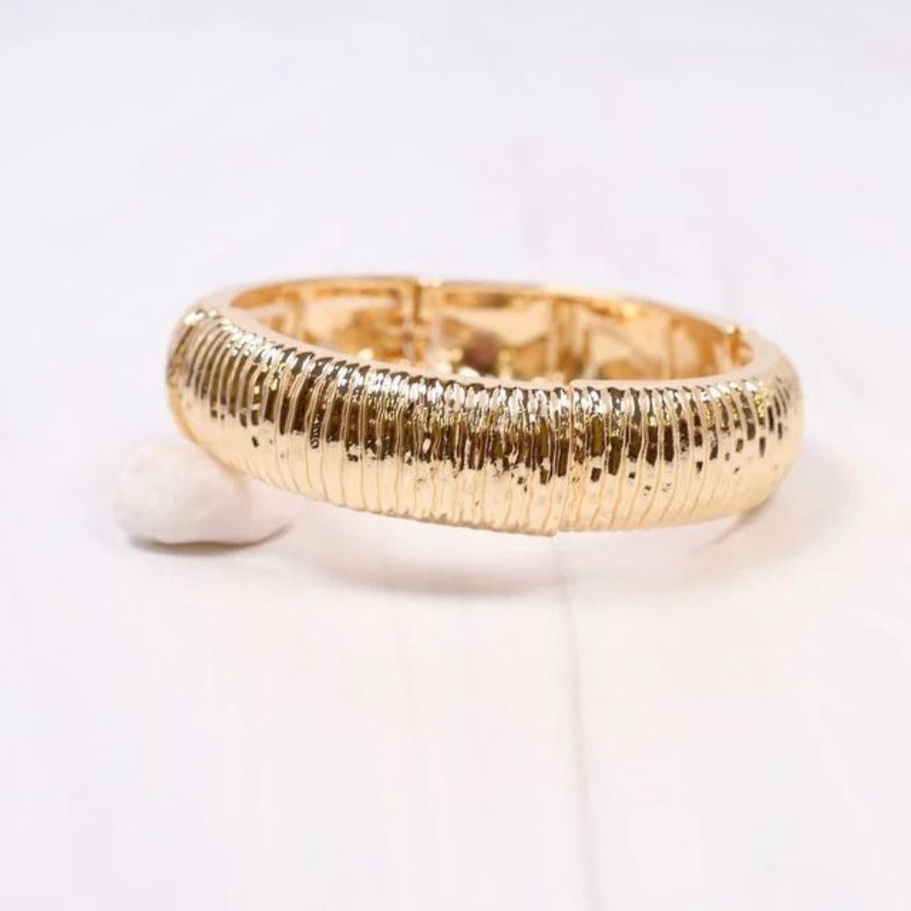 Danny Ribbed Stretch Bracelet Gold