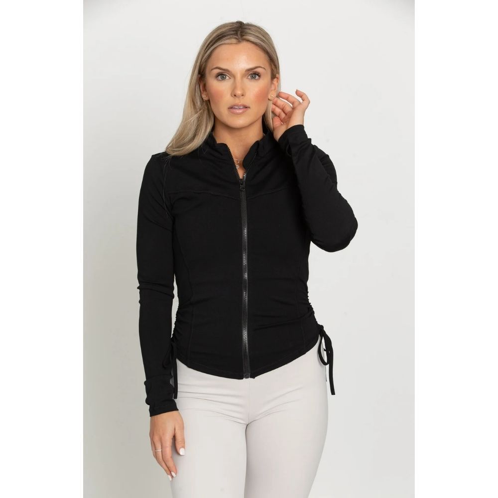 ONYX SIDE TIE ATHLETIC JACKET, Color: ONYX, Size: XXLARGE