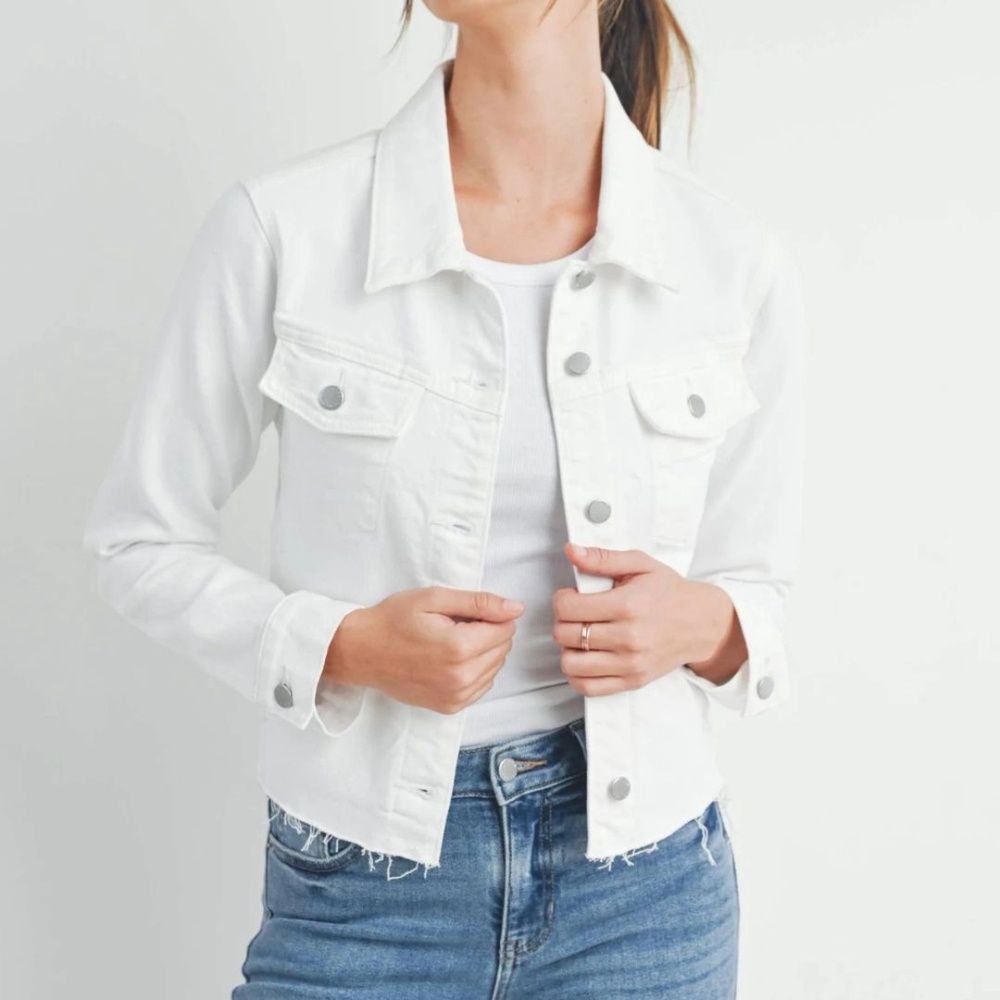 W BEVERLY FITTED FRAY JACKET, Color: WHITE, Size: S