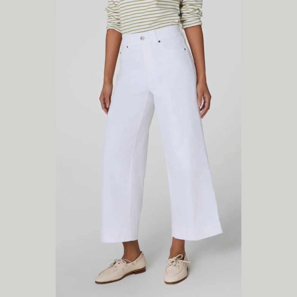 W CROPPED WIDE LEG JEANS, Color: WHITE, Size: M