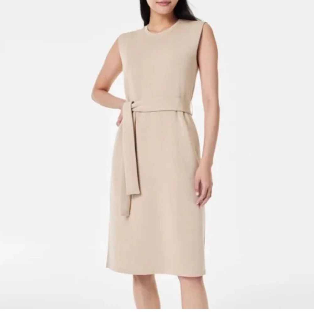AIRESSENTIALS SLEEVELESS TIE TANK DRESS TAHINI, Color: TAH, Size: XS