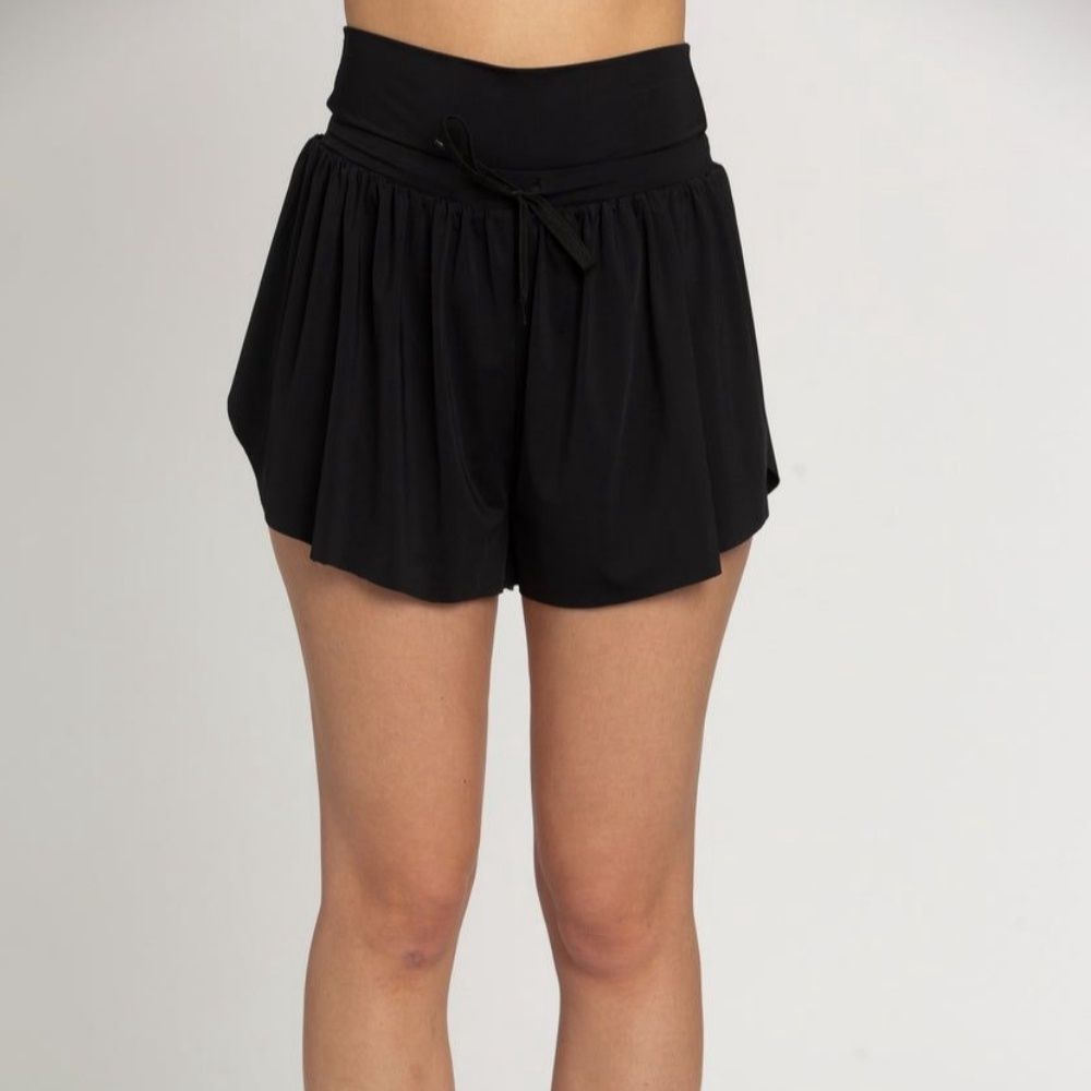 BLACK GO-WITH-THE-FLOW ATHLETIC SHORTS, Color: BLACK, Size: XS