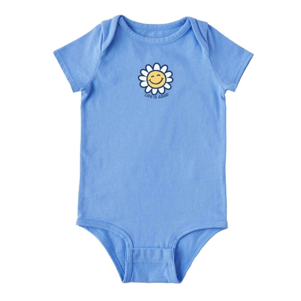 I SMILEY DAISY CRUSHER BABY BODYSUIT, Color: 18-24M, Life is Good: CORNFLOWER BLUE