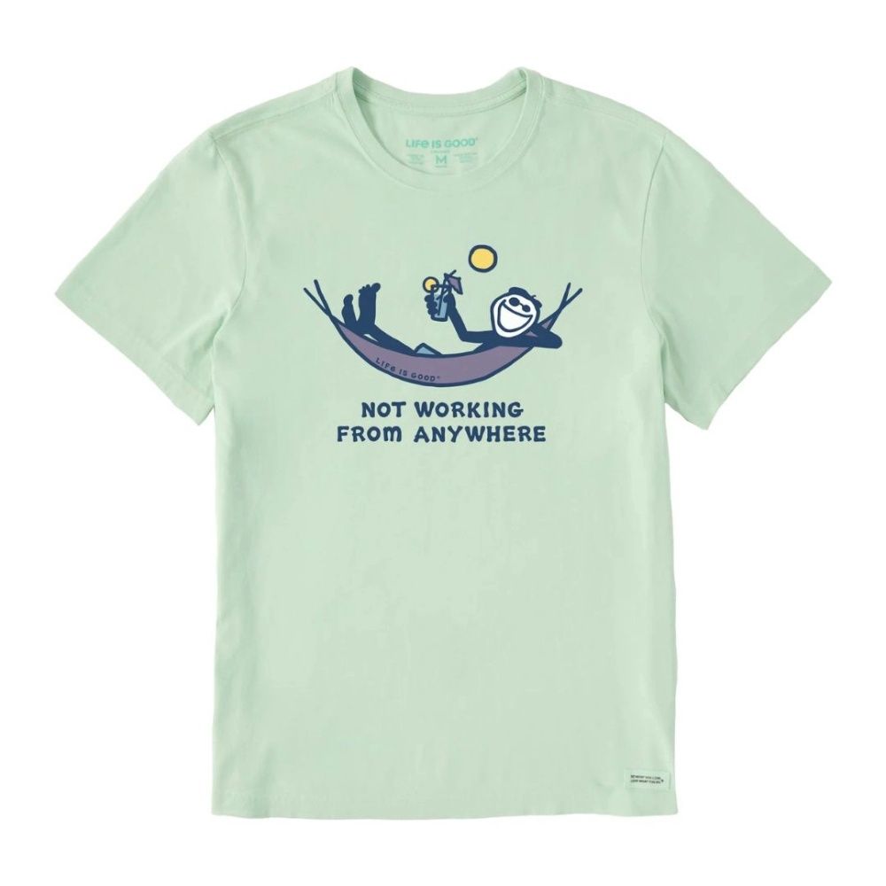 M JAKE NOT WORKING HAMMOCK TEE, Color: M, Life is Good: SAGE GREEN