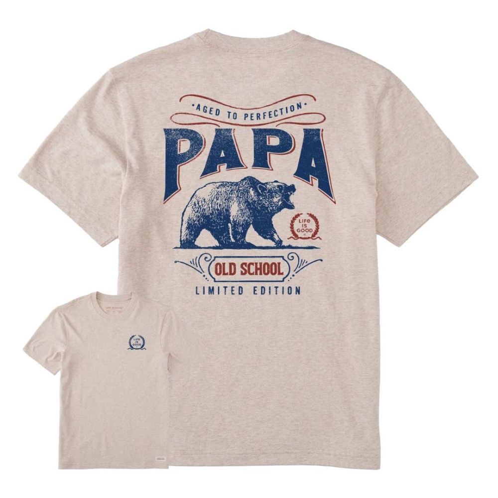 M AGED TO PERFECTION PAPA TEE, Color: L, Life is Good: PUTTY WHITE