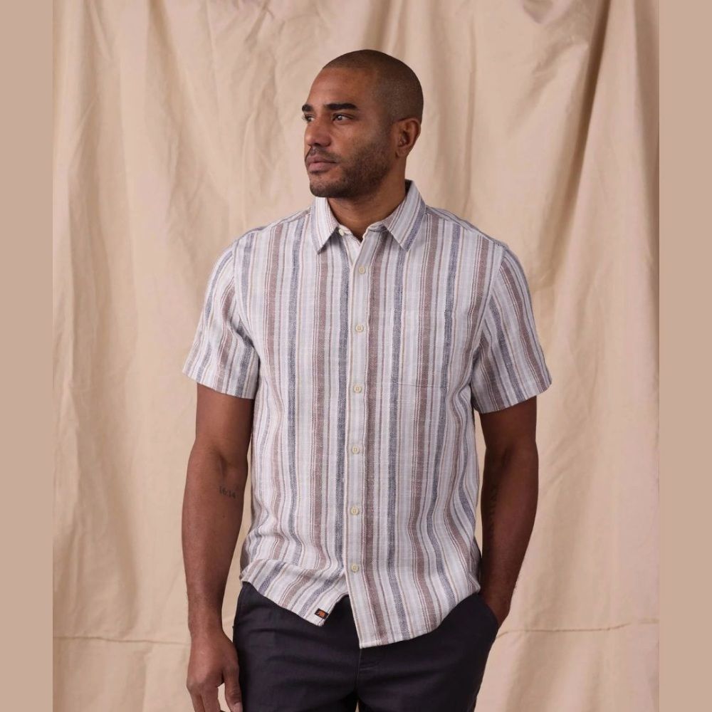 M FRESHWATER BUTTON UP SHIRT, Color: MISTY HARBOR STRIPE, Color Code: XXL