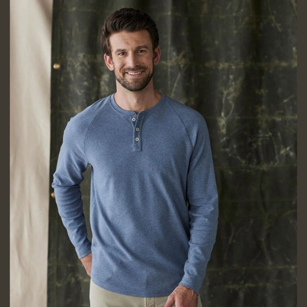 M PUREMESO EVERYDAY HENLEY, Color: SLATE BLUE, Size: S