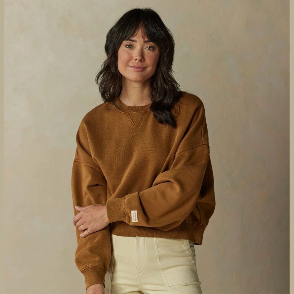 W JACKIE PREMIUM FLEECE VINTAGE CREWNECK, Color: MAPLE GLAZE, Size: S