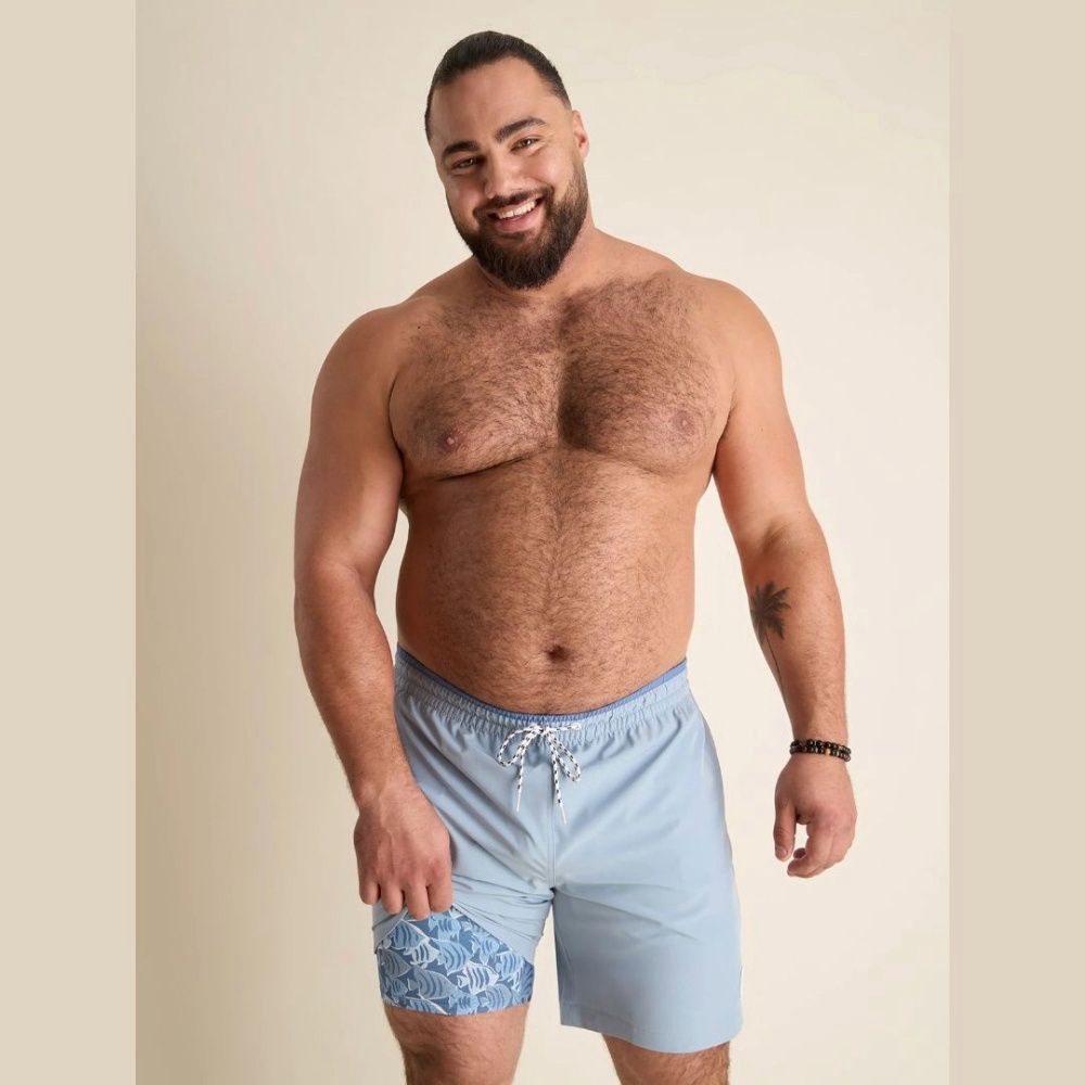 M CLASSIC LINED SWIM TRUNK 7", Color: THE MISTY BREEZES | HAZY BLUE, Size: S