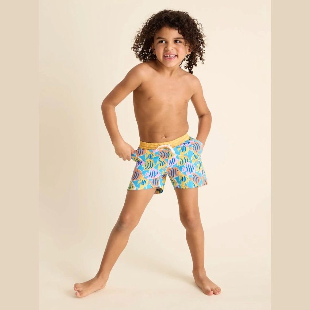 T CLASSIC SWIM TRUNKS, Color: THE FISH TANKS | BLUE FISH, Size: 6-12M