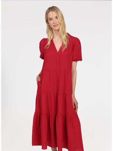 Long Parker Dress, Color: Brick Red, Size: XS