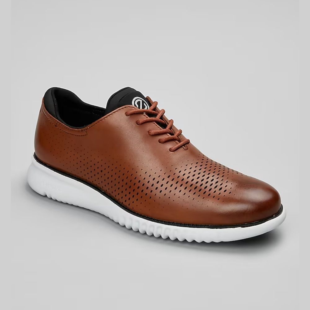 M ZEROGRAND LASER WINGTIP OXFORDS, Color: BRITISH TAN l IVORY, Size: 9