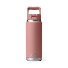 Rambler 26oz Straw Bottle, Color: Sand Stone Pink