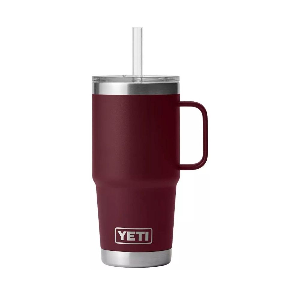 RAMBLER 25OZ STRAW MUG, Color: WILD VINE RED