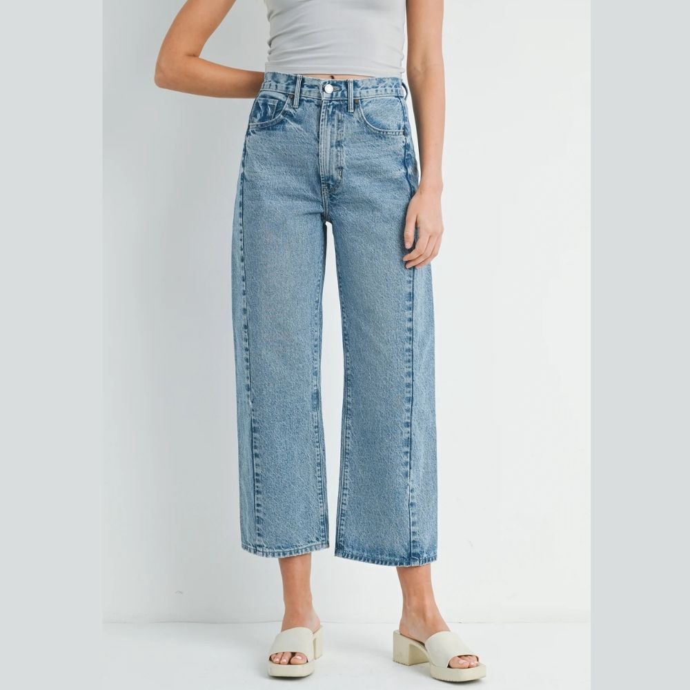 W BARREL JEAN TWIST, Color: MEDIUM WASH, Size: 24