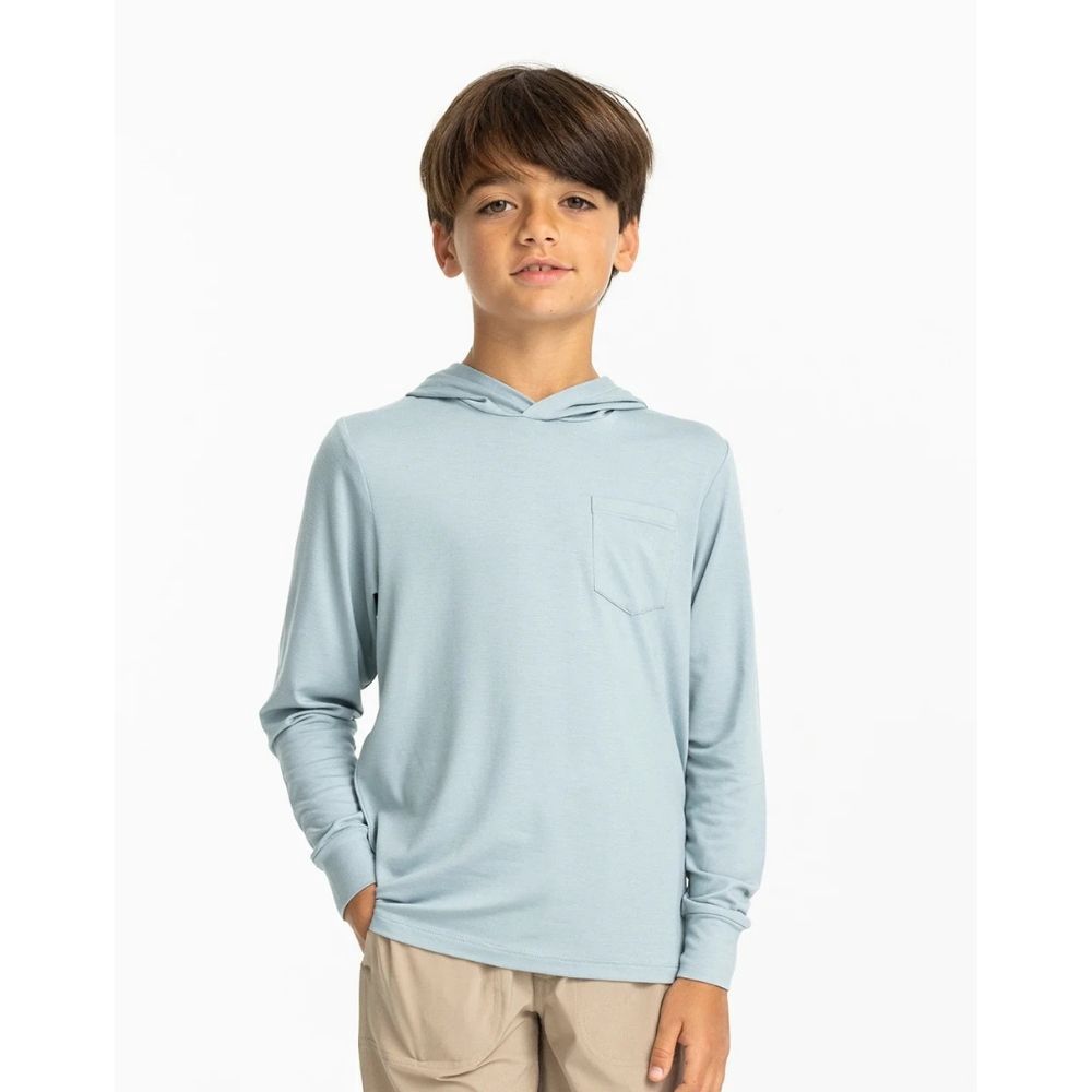 YOUTH BAMBOO SHADE HOODIE, Color: OCEAN MIST, Size: LARGE