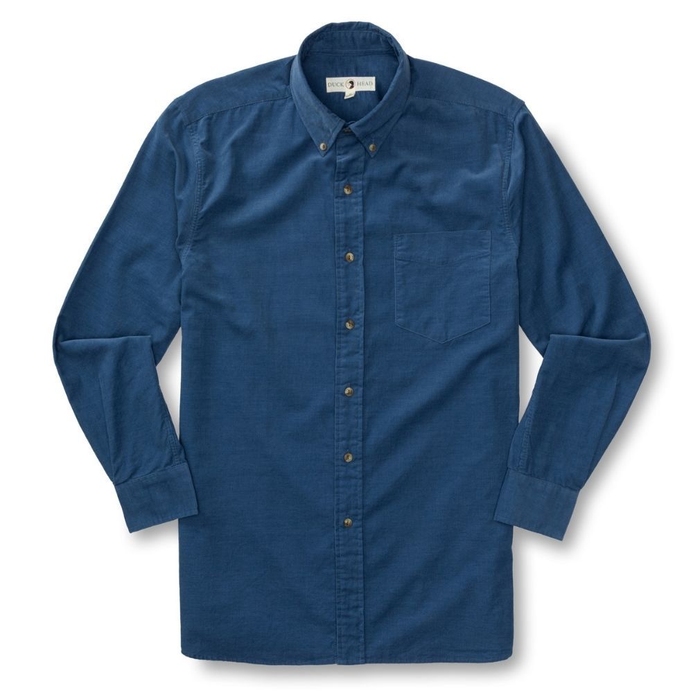 LONGSLEEVE COTTON CORDUROY WHITMAN SOLID SHIRT, Color: CORONET BLUE, Size: XXLARGE