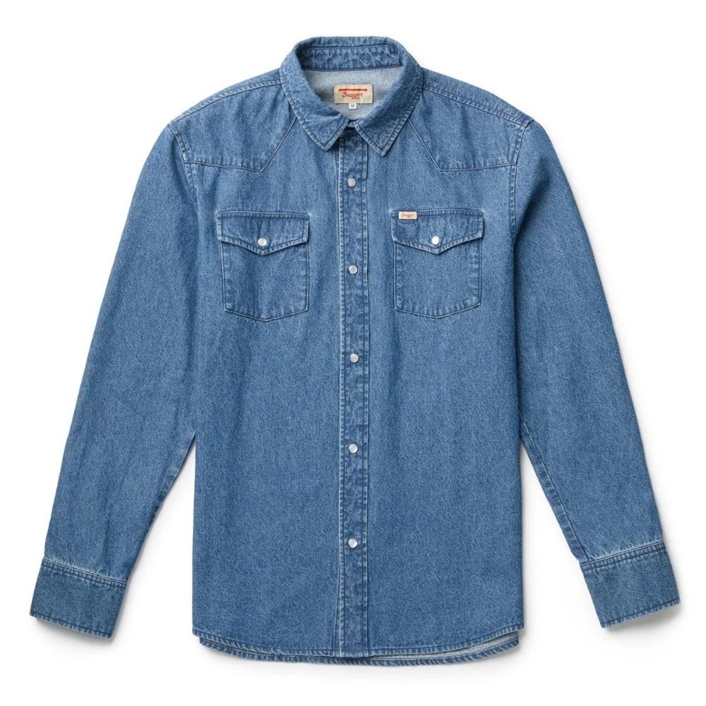 Seager Reagan Pearl Snap, Color: VINTAGE WASH, Size: S