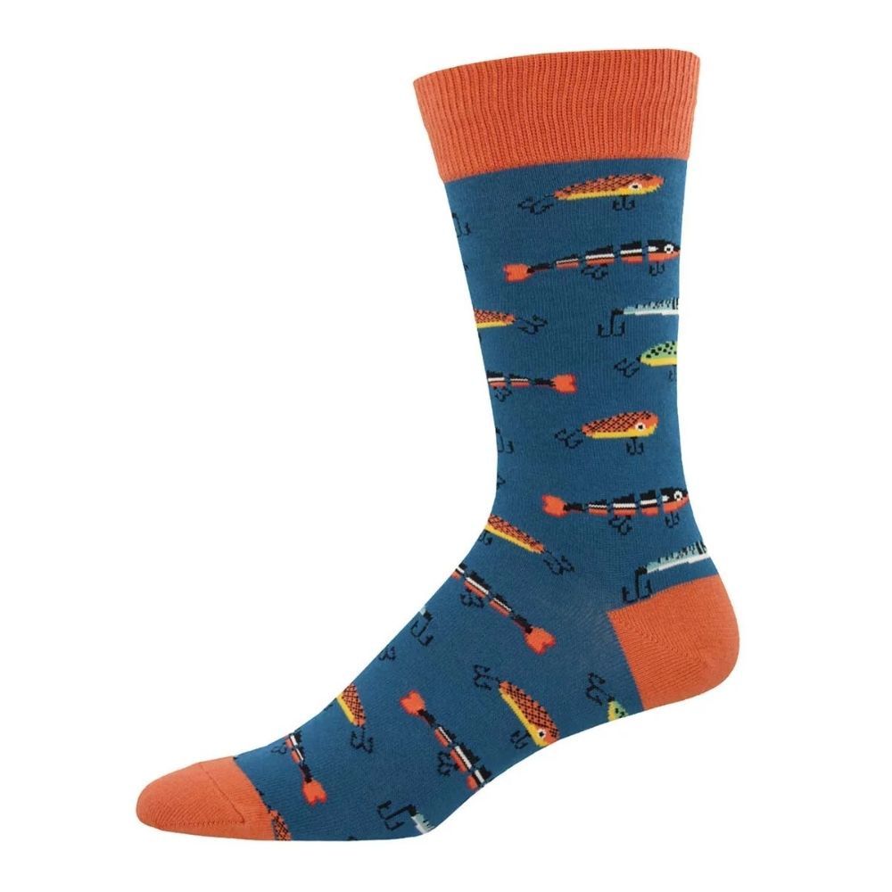 Just Fishin Socks, Color: Blue, Size: 10-13