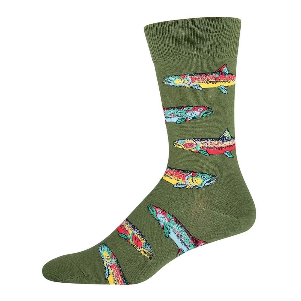 Trout Socks, Color: Green, Size: 10-13