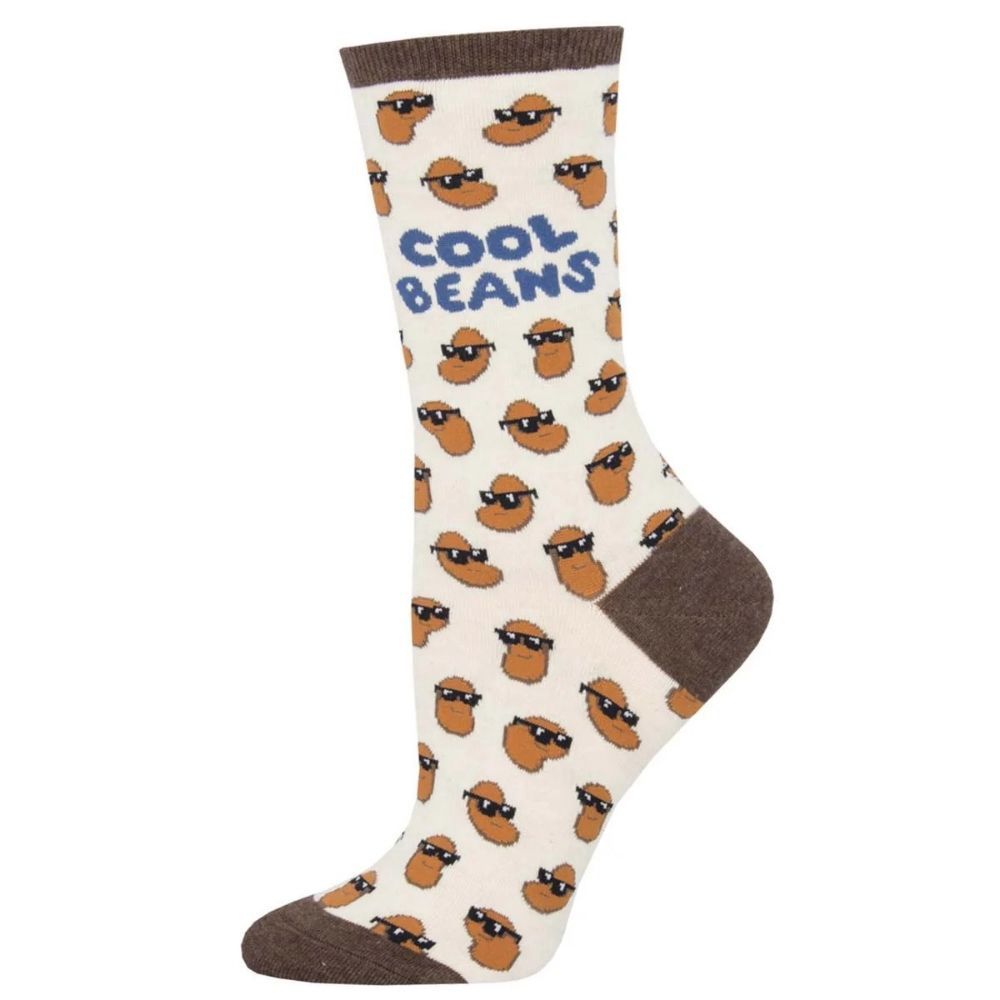 Cool Beans Socks, Color: Ivory Heather, Size: 9-11