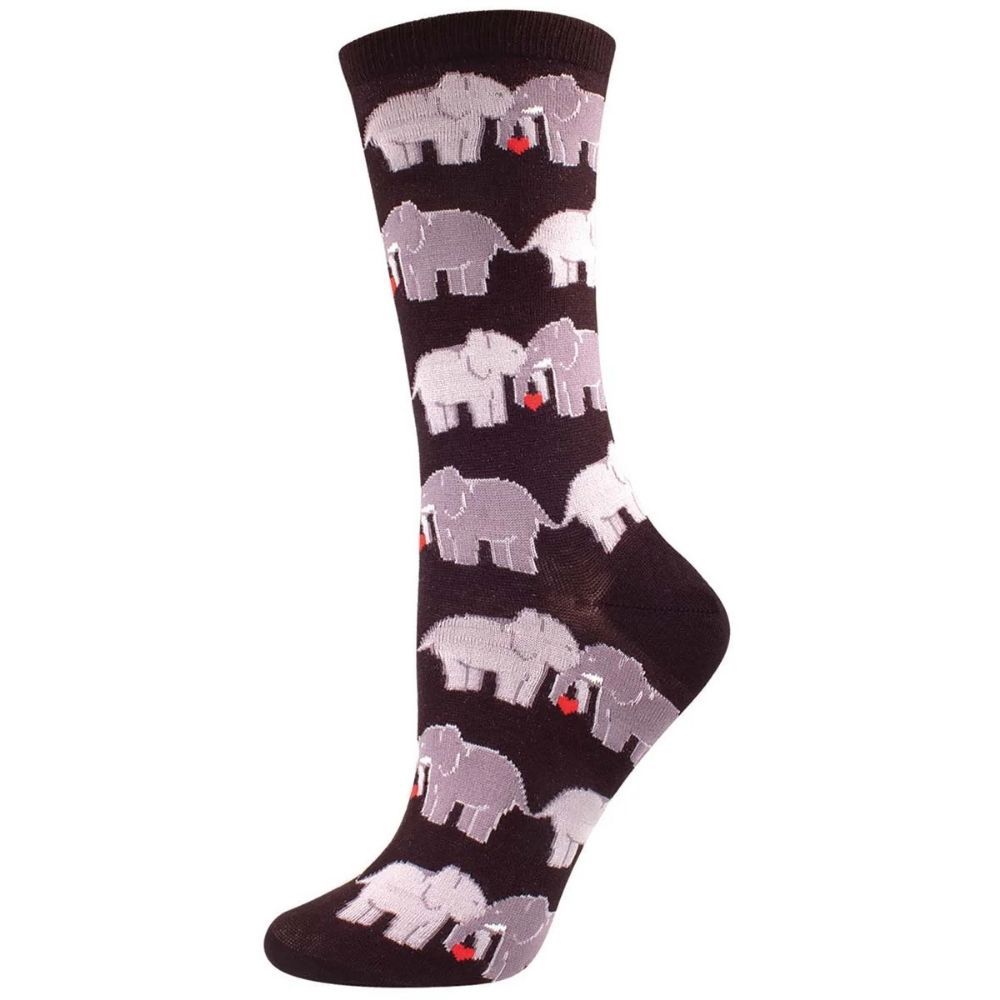 Elephant Love Socks, Color: Black, Size: 9-11