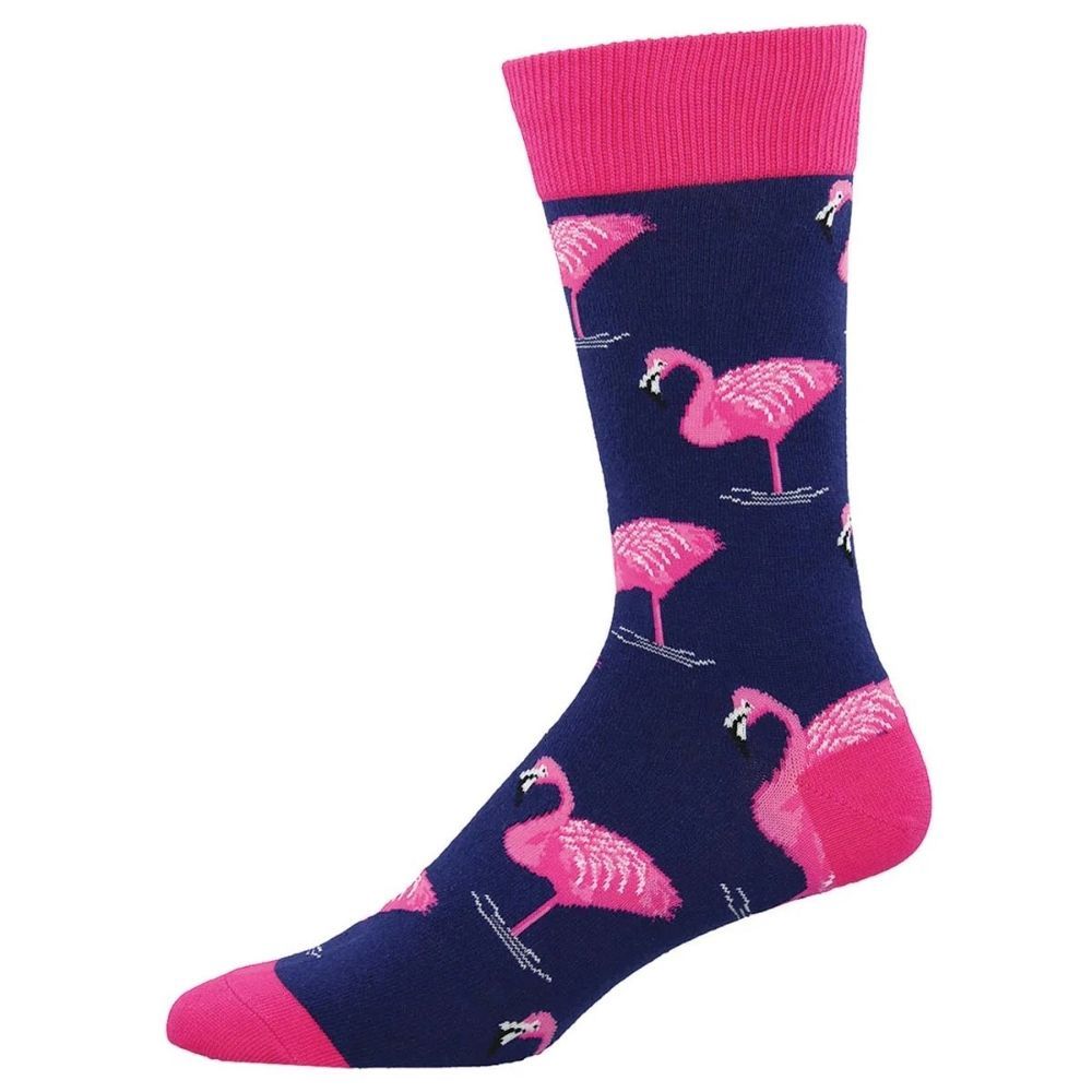 Flamingo Socks, Color: Navy, Size: 10-13