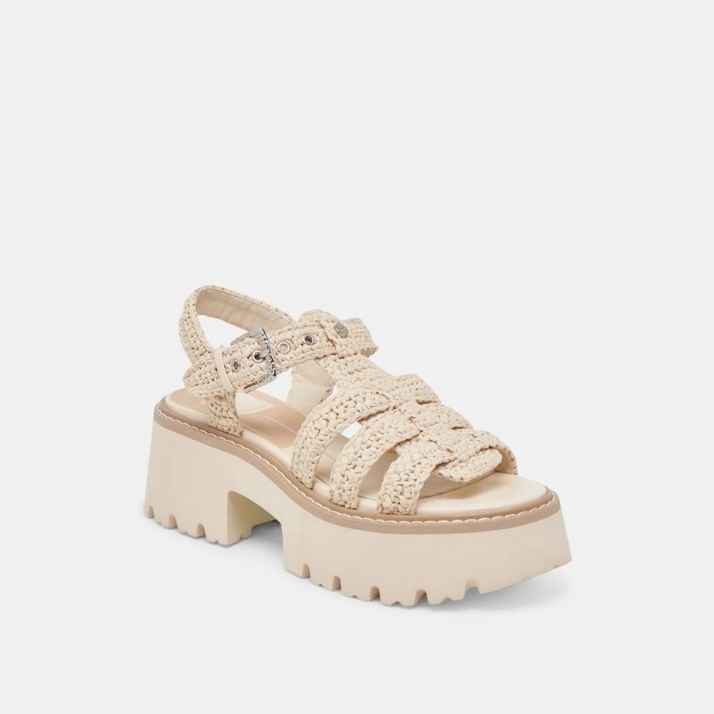 Latice Sandal, Color: Oatmeal Knit, Size: 6