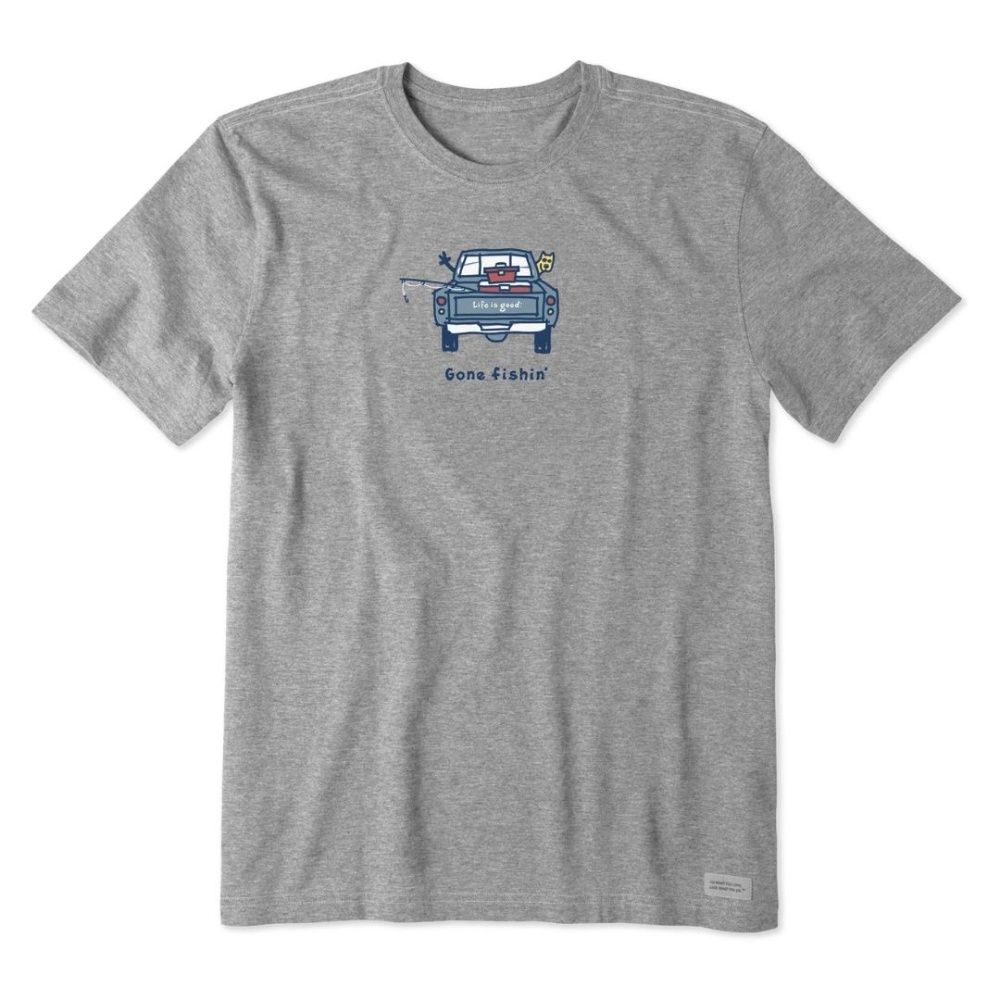 M ROCKET GONE FISHIN' CRUSHER TEE, Color: HEATHER GRAY, Size: S
