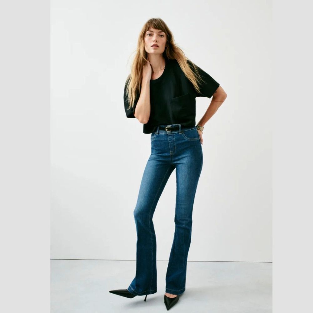 W PULL ON FLARE JEAN, Color: AUTHENTIC BLUE, Size: XS