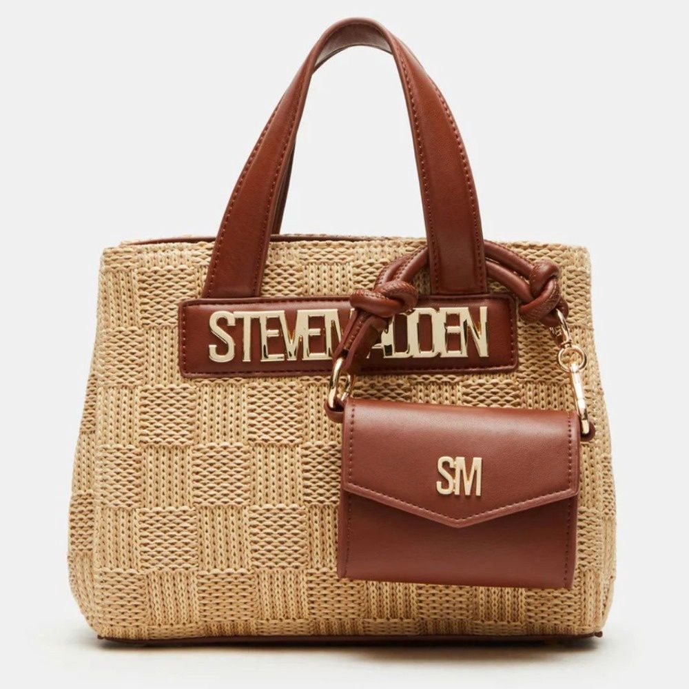 FLORES STRAW RAFFIA TOTE AND POUCH, Color: NATURAL MULTI