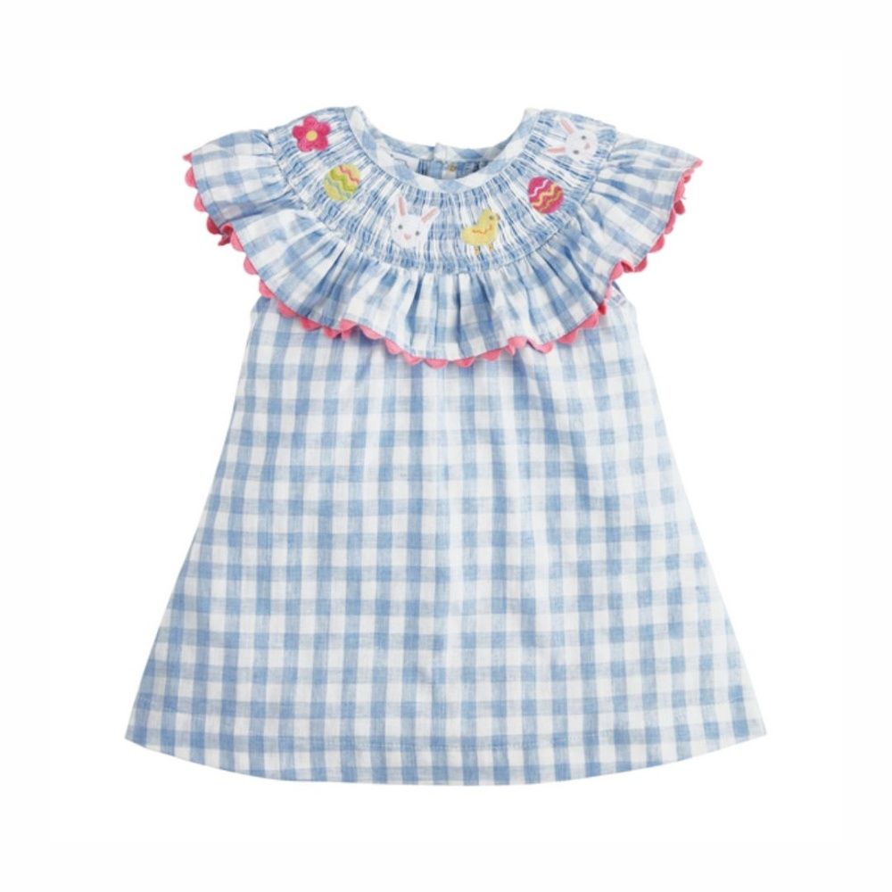 EASTER SMOCKED DRESS, Color: WHITE | BLUE | PINK, Size: 3-6M