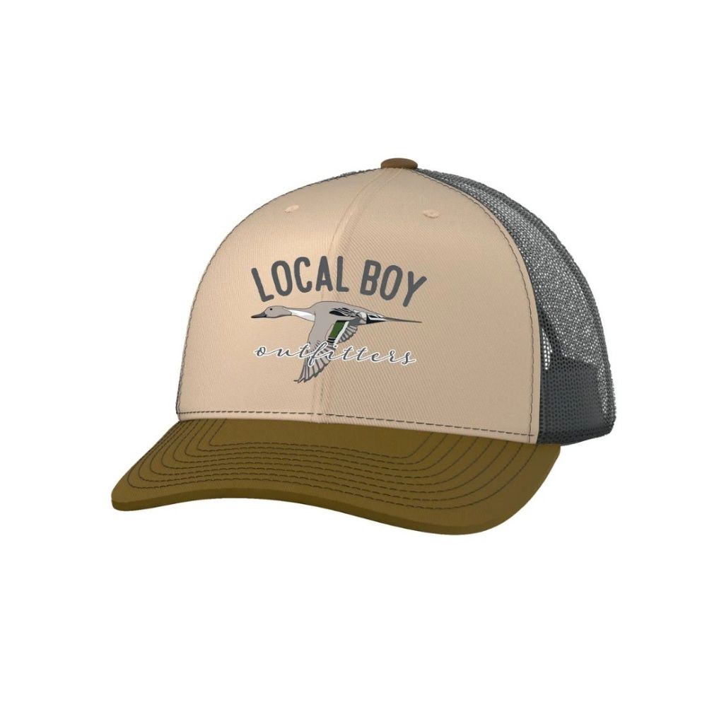 LUCKY DUCK TRUCKER HAT, Color: BEIGE | CHARCOAL | GOLD, Size: OS