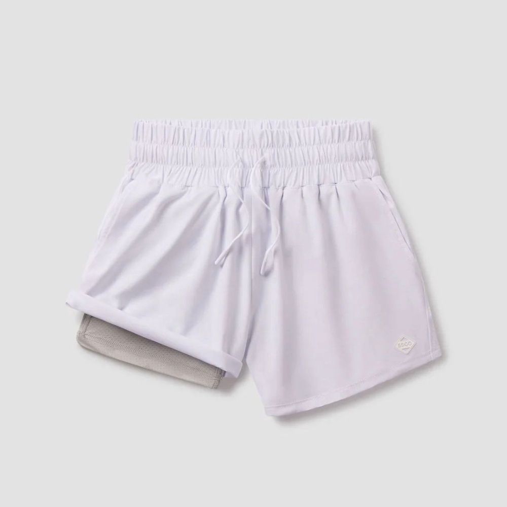 Y GIRLS HYBRID SHORTS, Color: BRIGHT WHITE, Size: YXL